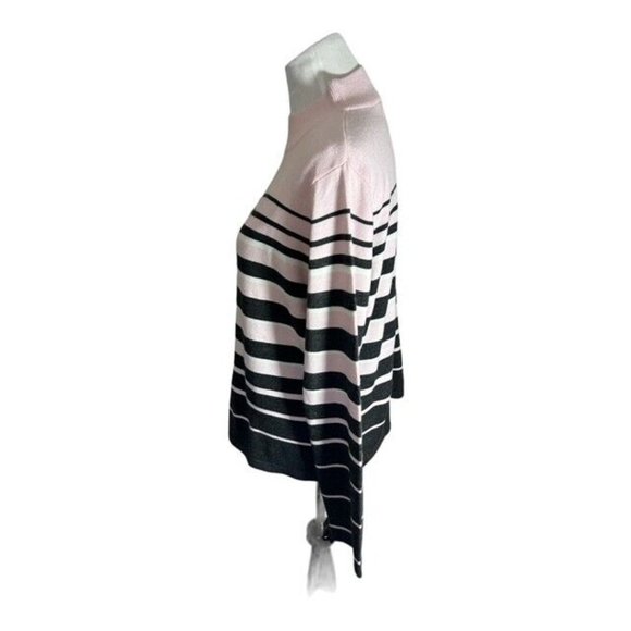 Croft & Barrow Women's Striped Mock Turtleneck Sweater Size Large Pink Gray - Picture 4 of 6
